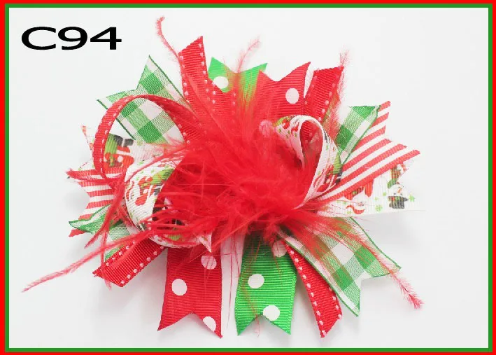 Бесплатная доставка B group 60 шт рождественские перьевые банты для волос
