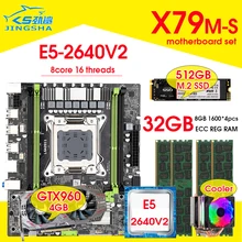 X79 Motherboard with Xeon E5-2640 V2 CPU LGA2011 4*8GB=32GB 1600Mhz Memory DDR3 RAM GTX 960 4GB GPU Cooler 512GB M.2 SSD Combos