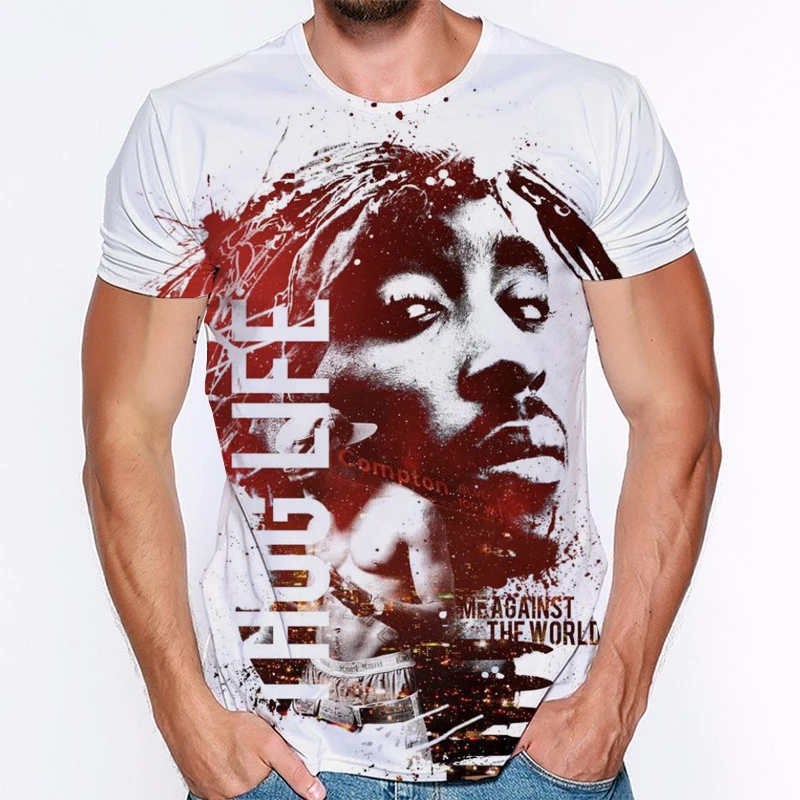 

Summer New Fashion Unisex 3D Printed T-Shirt Tupac Shakur 2pac Street Style Hip Hop Top Rap Tees Men's 2021 Plus Size Top