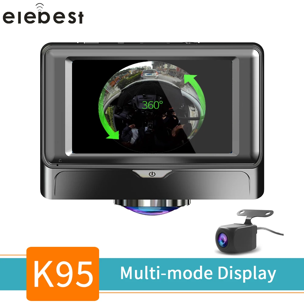 Elebest Автомобильный видеорегистратор 3 дюйма FHD 360 градусов объектив рыбий глаз IPS