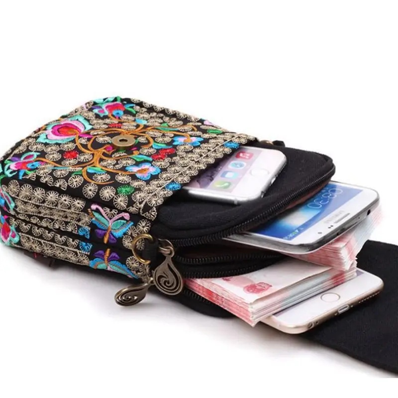 

New Vintage Printed Handmade Women Mini Crossbody Bag Cellphone Pouch Small Handbag Coin Purse