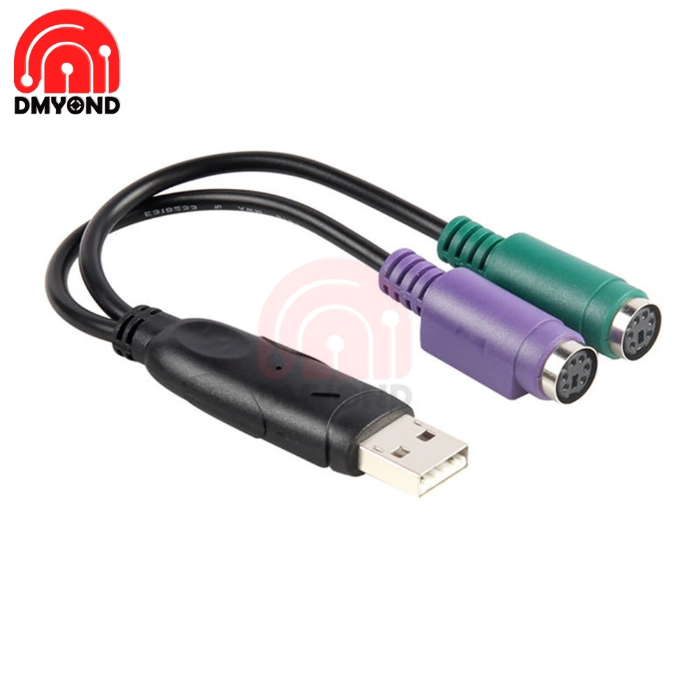 Кабель переходник PS/2 PS2 с двумя разъемами мама на USB папа для клавиатуры и