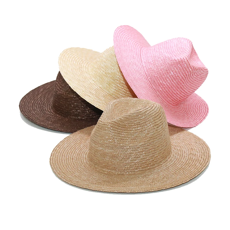 

Fashion Women Natural Straw Sun Hat Bikini With Beach Hat Designer Pink Panama Hat For Ladies Elegant Church Hats Wholesale