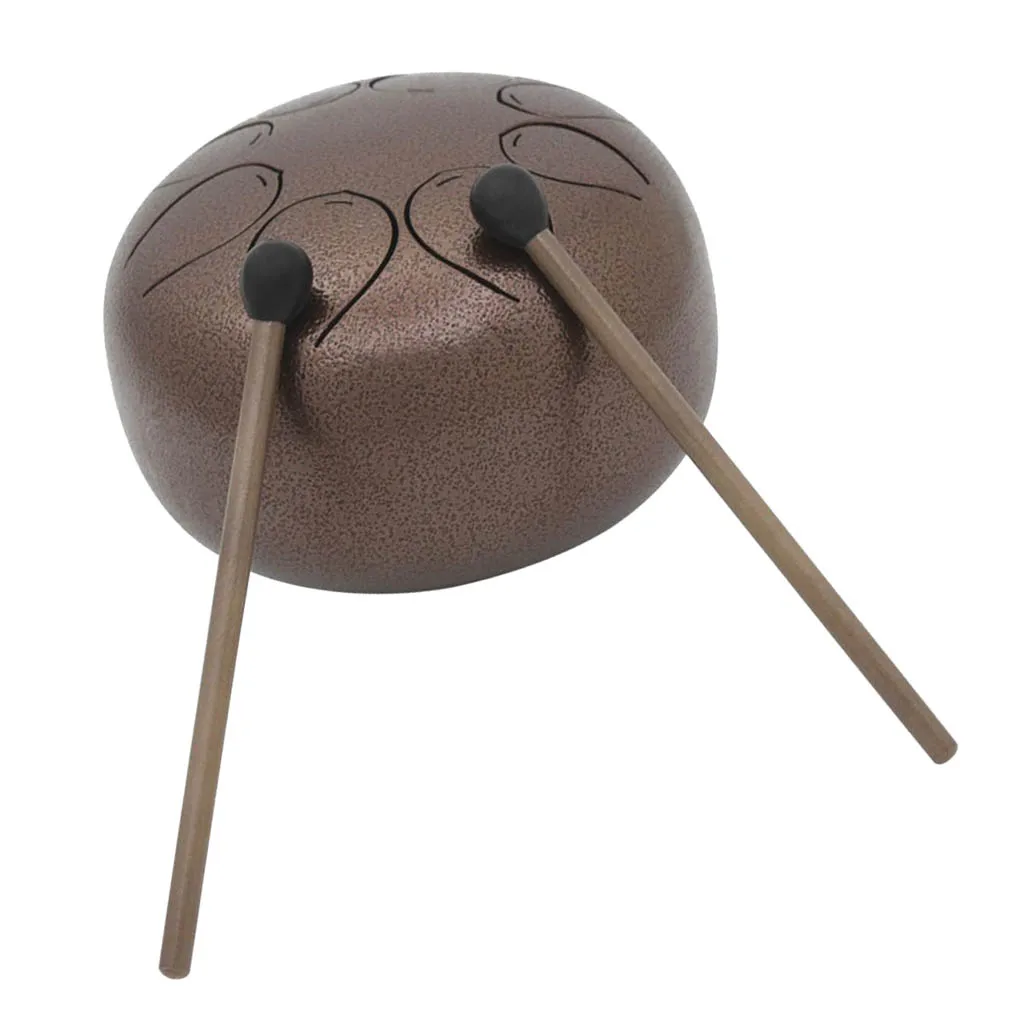 Coffee Стальной язык барабан 8 Примечание ударный инструмент 5 дюймов Handpan барабан - Цвет: Coffee