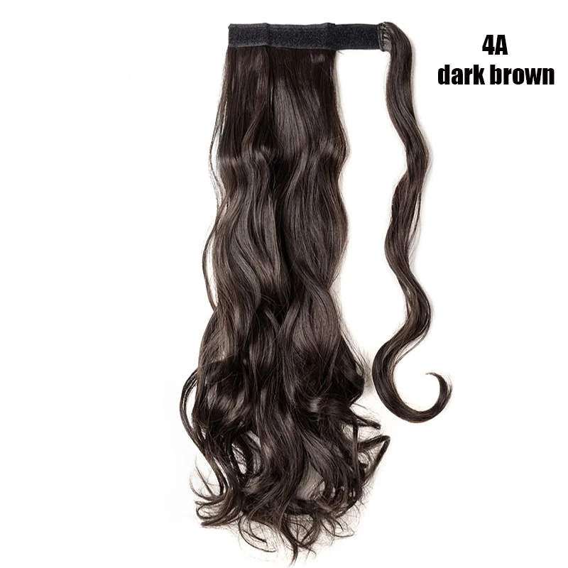 dark brown S-noilite 1" поддельные волосы конский хвост длинные волнистые обертывания вокруг шиньонов Клип в конский хвост синтетический клип в наращивание волос для женщин - Цвет: dark brown