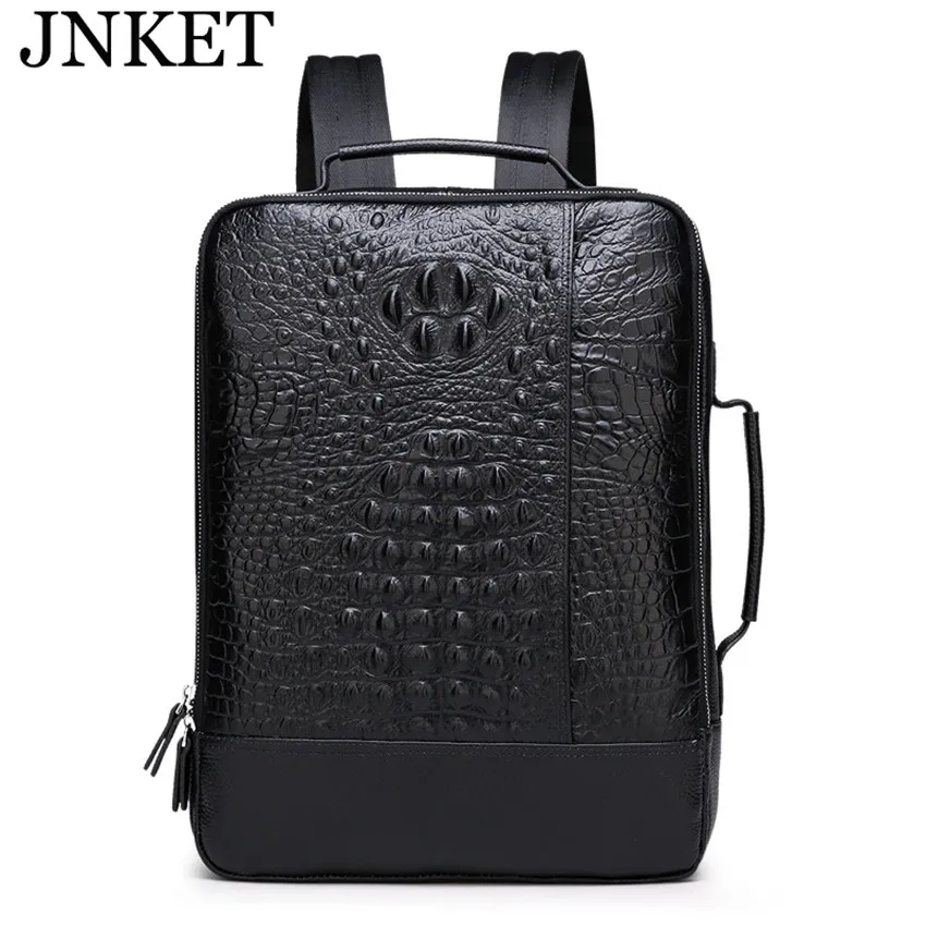 

JNKET New Men's Dermis Backpacks Alligator Pattern Crossbody Bags Top Layer Cowhide Business Bag