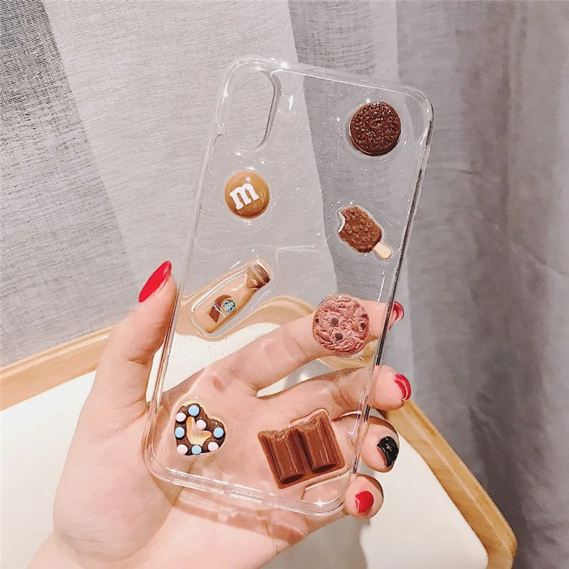 3D яркий шоколадный печенье Прозрачный чехол для телефона для iPhone 11 Pro Max XR XS Max X 6 6S 7 8 Plus силиконовый роскошный мягкий чехол-накладка