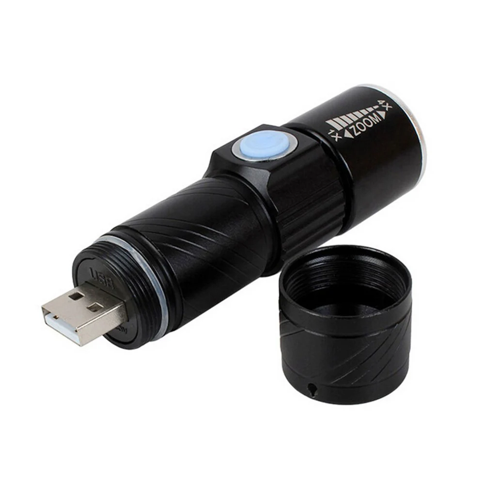 USB Flashlight Highlight Handy Powerful LED 3 Modes Mini Waterproof Zoomable Focus Torch Charging Light | Спорт и развлечения
