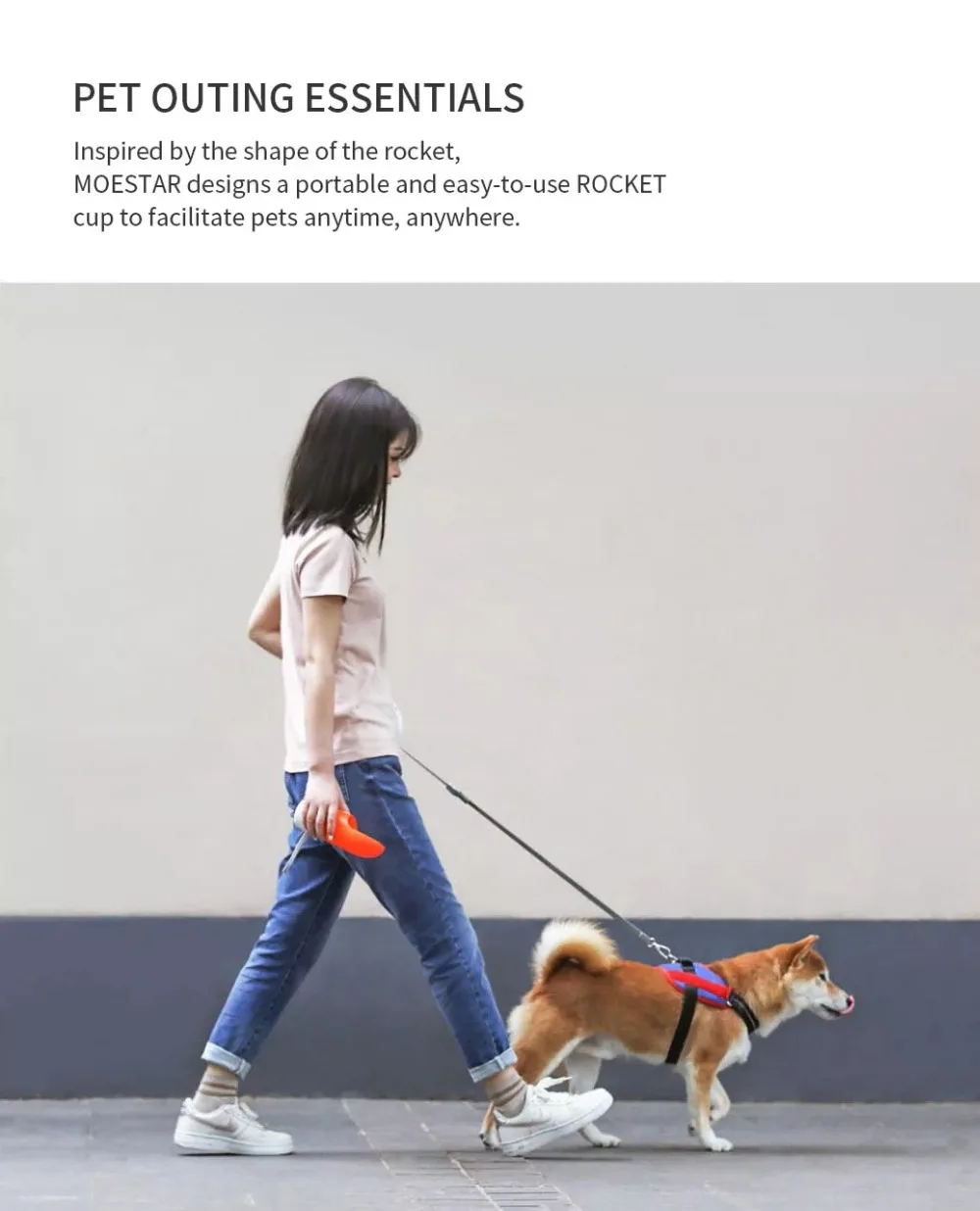 Xiaomi Moestar, выдвижной поводок для собак, кольцо со светодиодным освещением, гибкий ошейник для собак, щенков, Тяговый канат, длина ремня, 2,6 м, умный пульт дистанционного управления