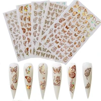 1 pc 12 38 7cm nail art laser butterfly sticker gold silver holographic butterfly design summer adhesive decals zy 035zy 038