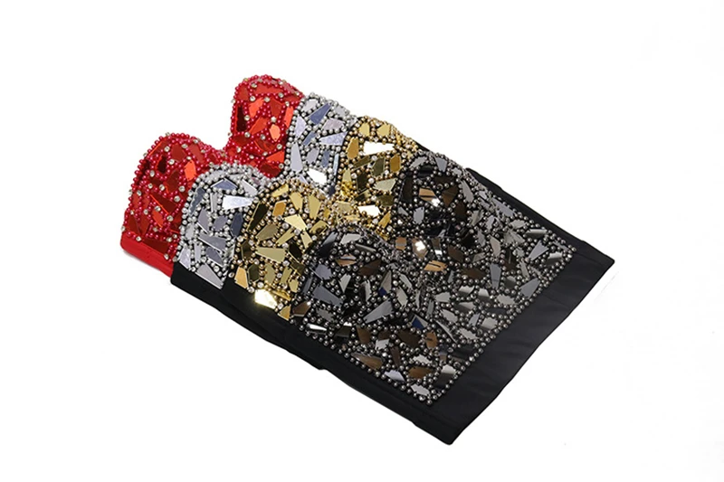 Luxurious Diamond-Studded Crop Top Women Beadings Mosaic Camis Tank Top Club Party Short Cloth Ropa De Mujer