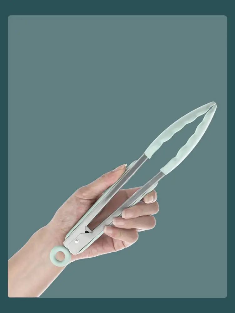 

1pcs Food Clip Kitchen Silica Gel Barbecue Stainless Steel High Temperature Anti Scald Fried Steak House