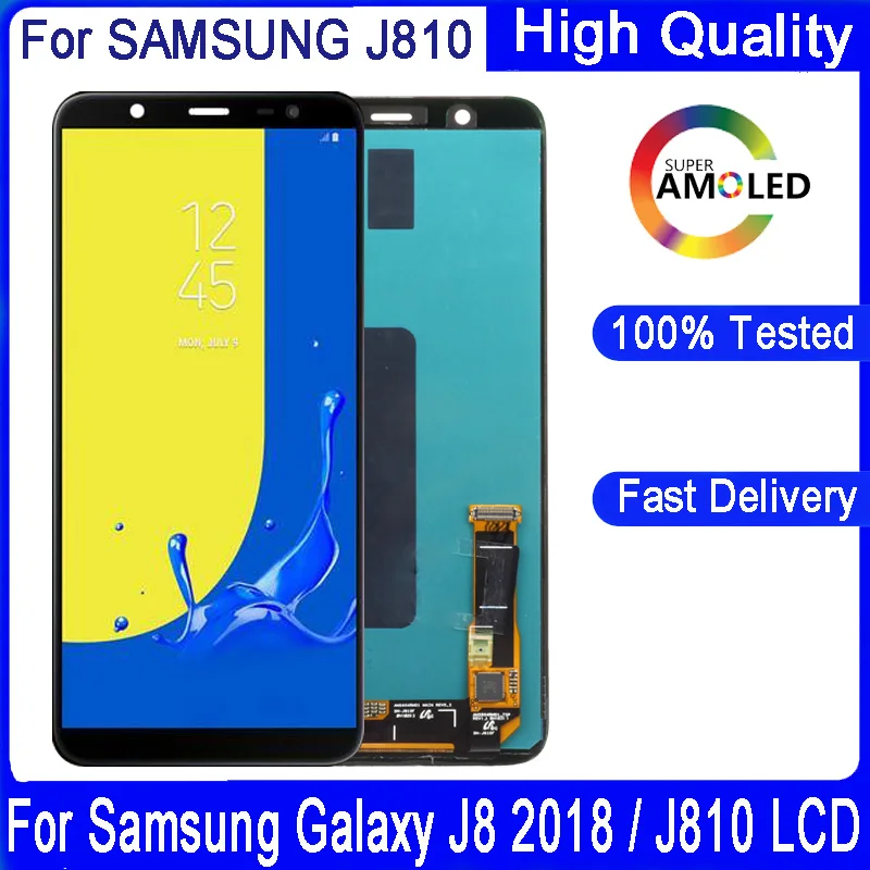 Оригинальный дисплей Super AMOLED 2018 дюйма для SAMSUNG Galaxy J8 6 0 J810 J810F SM J810G J810Y сменный