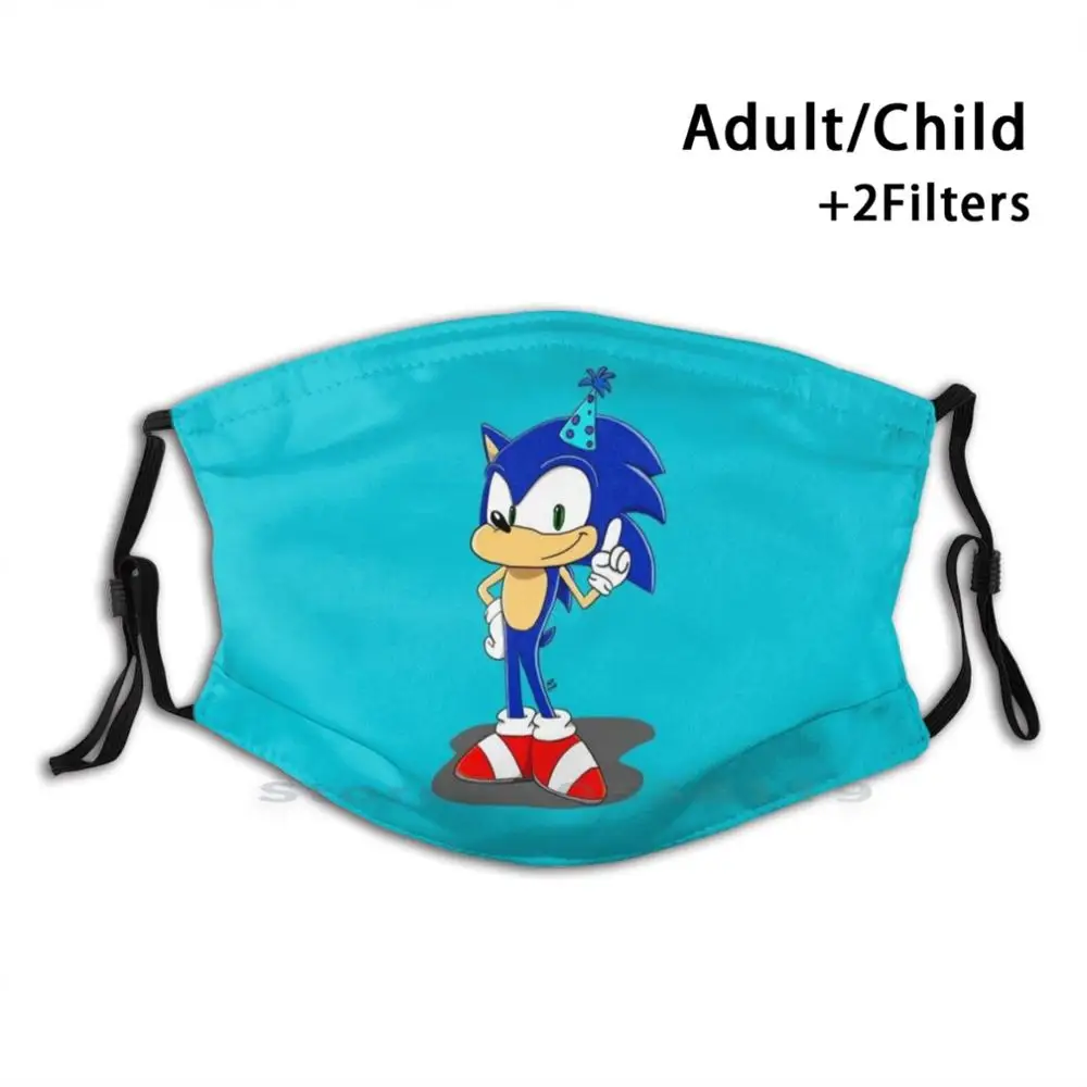 

Многоразовая маска для лица Hedgehog с фильтрами, детский скоростной подарок на день рождения с синим ежиком, самая быстрая видеоигра