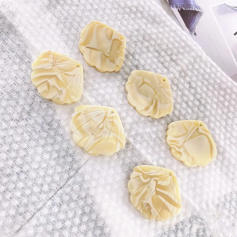 

New style 50pcs/lot color print geometry fan cartoon scallop shape acrylic beads diy jewelry earring/garment pendnats accessory