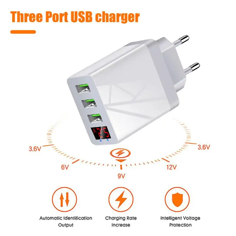 3 порта USB цифровой дисплей зарядное устройство легкость портативность нет места