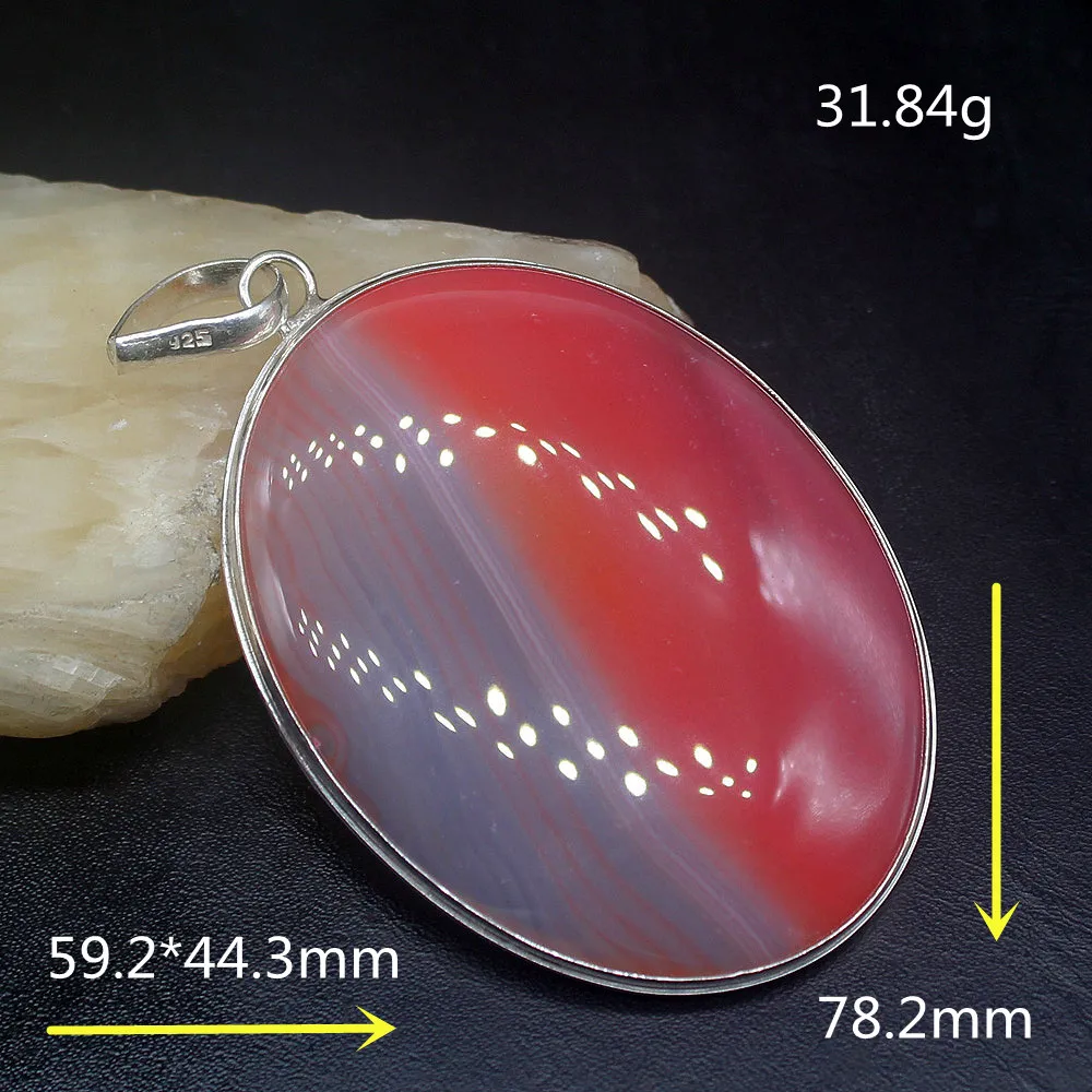 Ожерелье подвеска Gemstonefactory Jewelry Big Promotion 925 Silver Huge Trendy Pure Botswana Agate Women Ladies Gifts Necklace Pendant 1262.