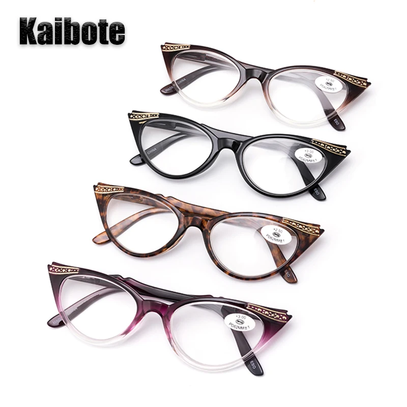 

Kaibote Super Valued 4 Pack Reading Glasses Cat Eye for Women Reader Eyewear Fashion Ladies Presbyopic Eyeglasses +1.0 to +3.5