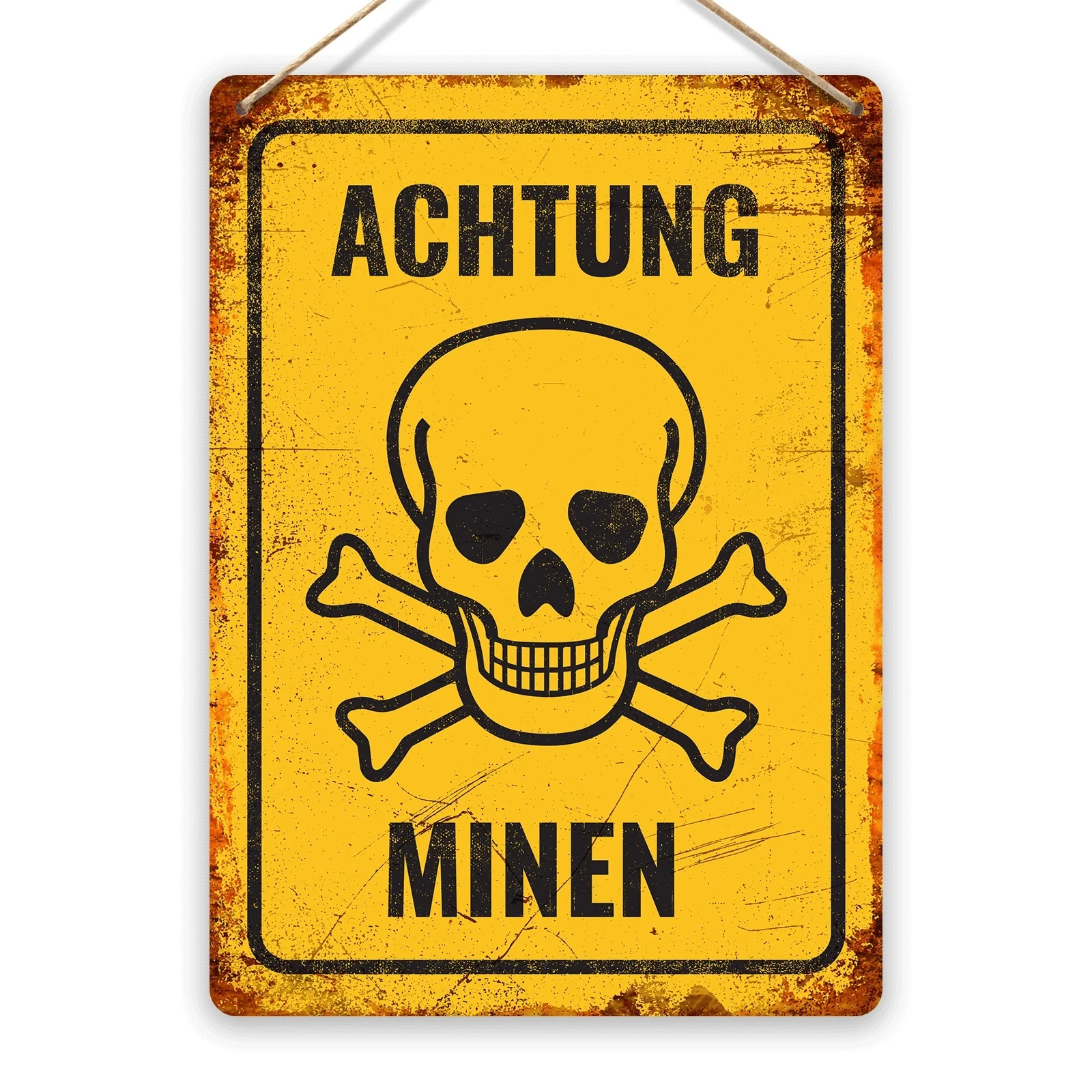 

Achtung Minen! - Metal Wall Sign Plaque Art - Soldiers Army Reenactment Replica(Visit Our Store, More Products!!!)