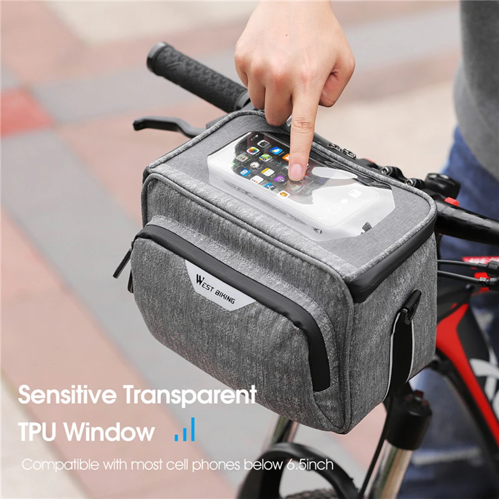

Bike Bag Waterproof Touch Screen Phone Bag MTB Handlebar Front Top Pannier with Reflective Strip Bike Accessories