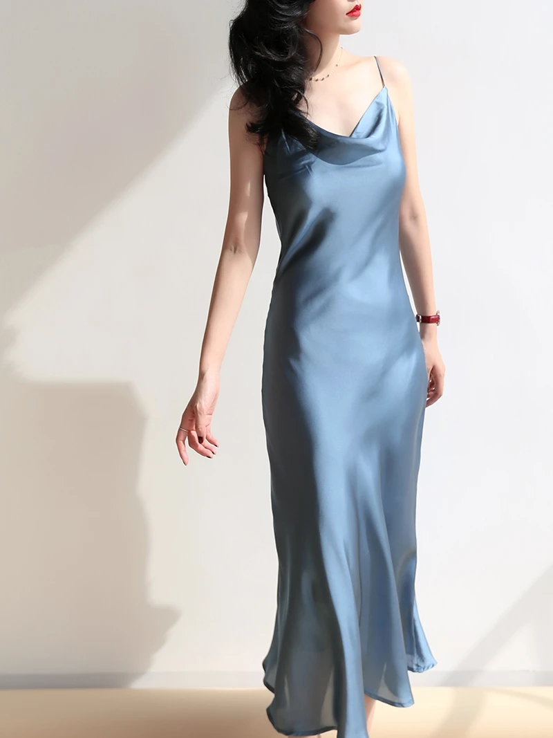 Платье женское Атласное Вечернее на бретелях-спагетти элегантный вечерний
