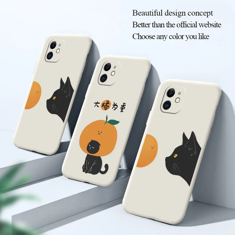 

Lazy Little Cat Phone Case For iPhone 12 Pro Max 11 X XS XR XSMAX SE2020 8 8Plus 7 7Plus 6 6S Plus Liquid Silicone Cover
