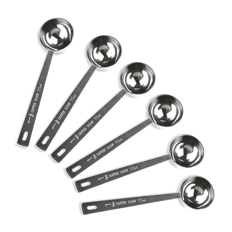 

6 Pcs 15ML Coffee Scoop Thicken Stainless Steel Tablespoon Measuring Spoons Tablespoon Tea Spoon For Fruit Powder