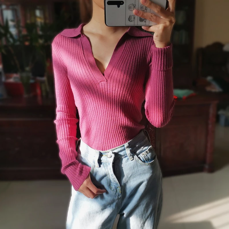 Сексуальный женский свитер осень 2012 Новые пуловеры Зимний Большой с v-образным