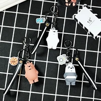new cartoon three little bear keychains cute doll keychain with lanyard girl women bag pendant car charm keyring kids toys gifts