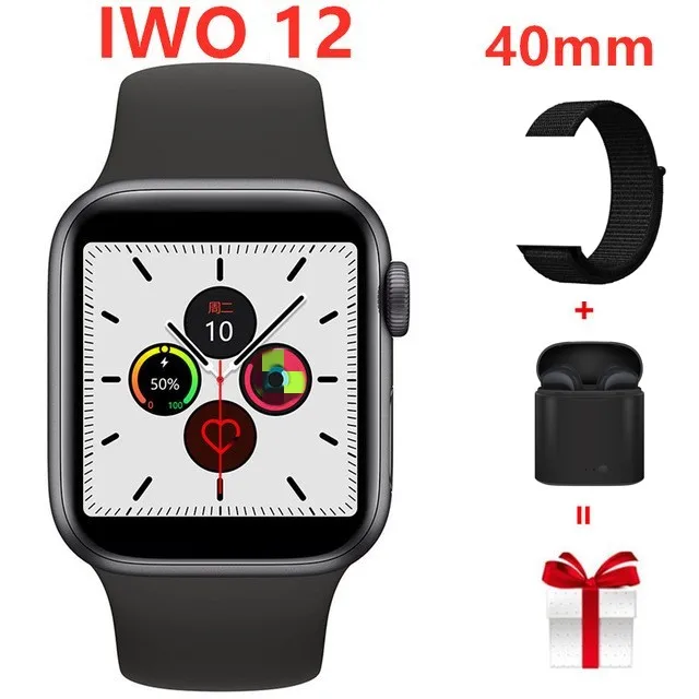 Black set 2 Прямая IWO 12 40 мм ЭКГ сердечного ритма женские умные часы серии 5 1:1 для Apple IOS Android умные часы iwo 11 8 плюс 9 10 - Цвет: Black set 2