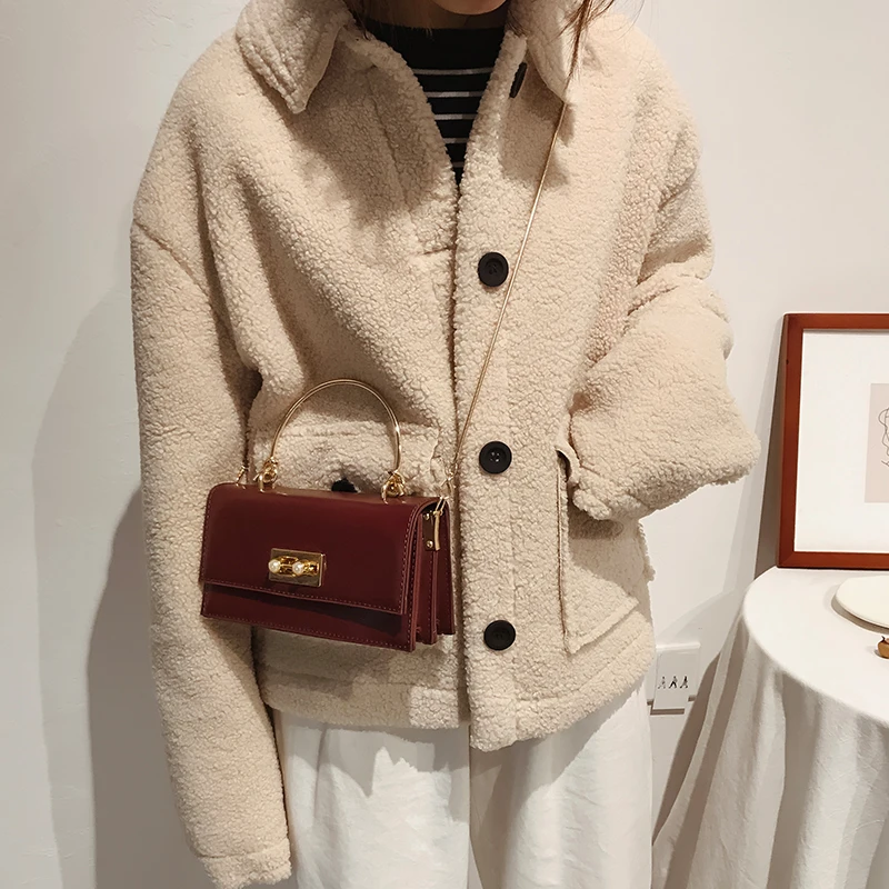 

Ladies shoulder bag trumpet luxury hand PU solid color wallet mobile phone ladies casual small messenger bag