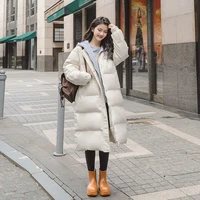 korean college style winter warm long parkas fashion women fake two piece hooded thick jacket zipper coat outerwear 2021