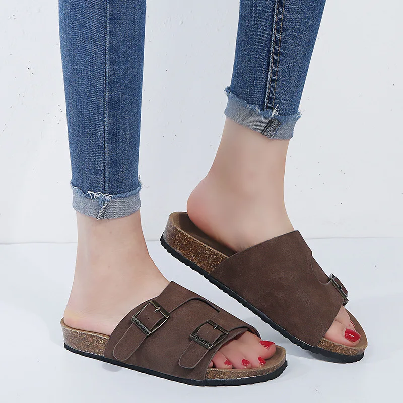 

Cross-border large-size summer new popular belt buckled open-toed sand slippers women casually wear a word of sand drag