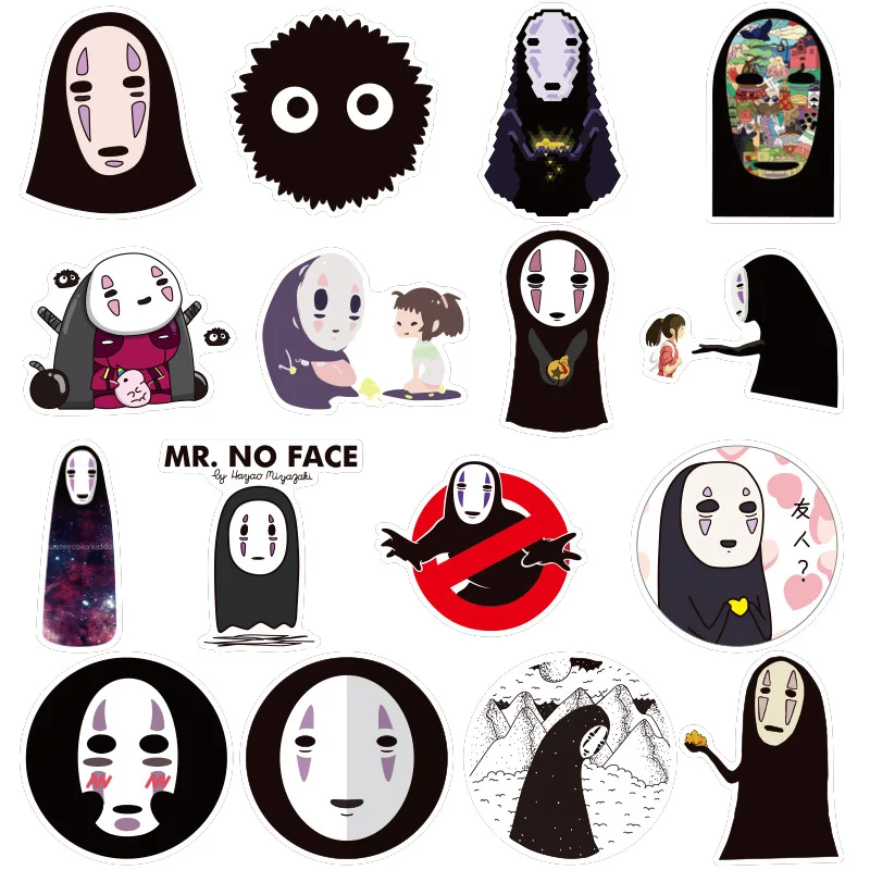 50 шт. Унесенные призраками Мультяшные наклейки без лица мужские для ноутбука