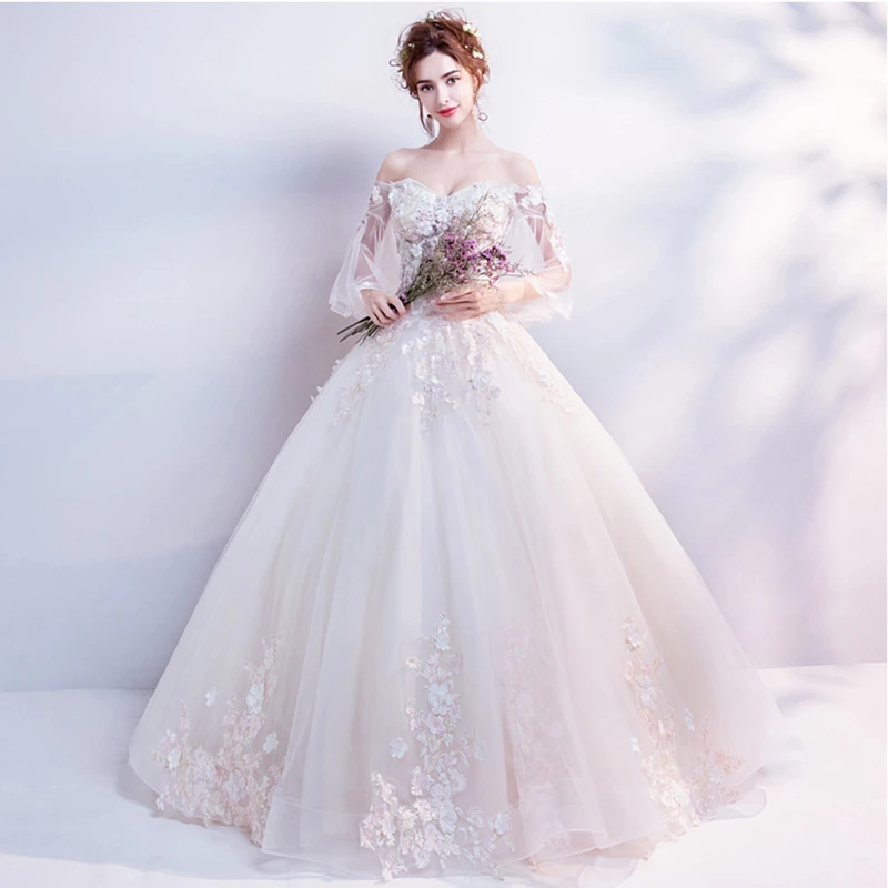 Свадебное платье с длинными рукавами es 2019 Новинка Mrs Win роскошное кружевное