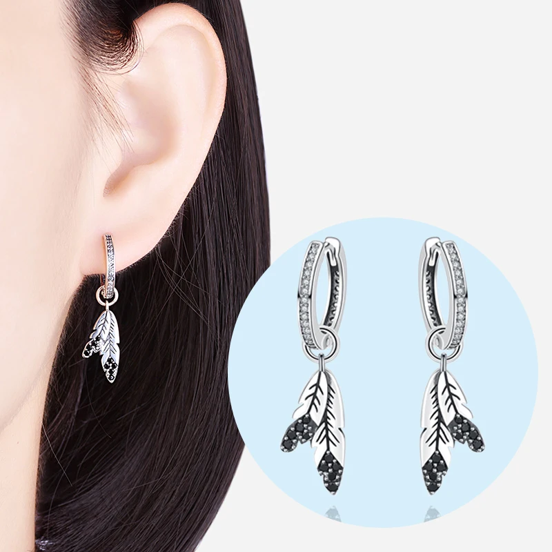 Strollgirl 925 стерлингового серебра индийской племени перо серьги гвоздики ясно и