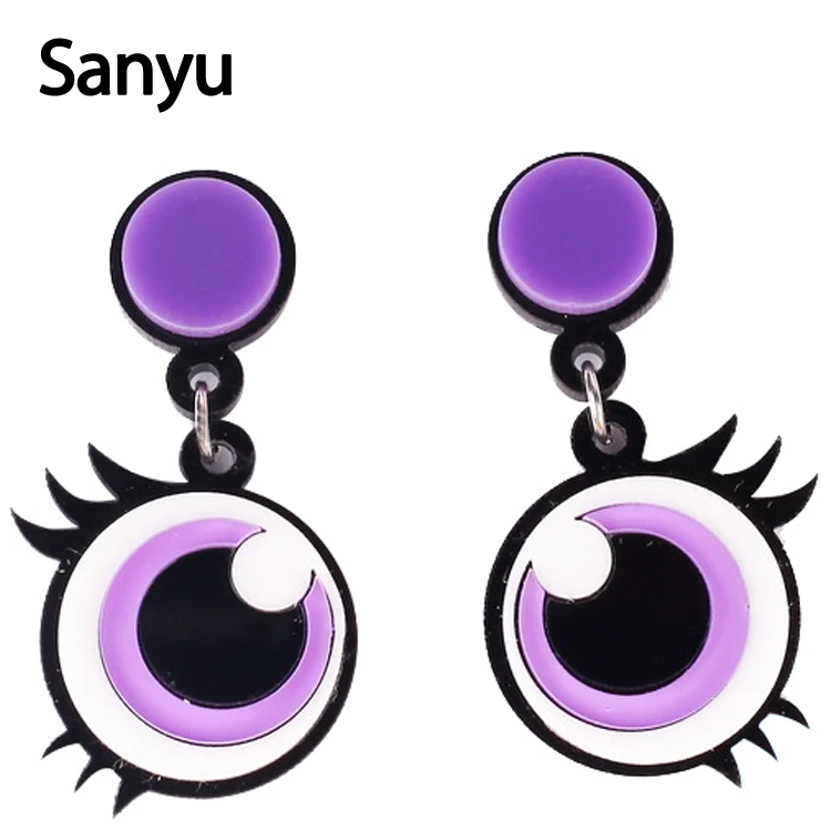 Креативные забавные акриловые серьги-капли с большими глазами ресницы крупные