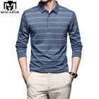 Мужская приталенная рубашка-поло, Классическая полосатая рубашка-поло с длинным рукавом, повседневная одежда, T938, осень 2021