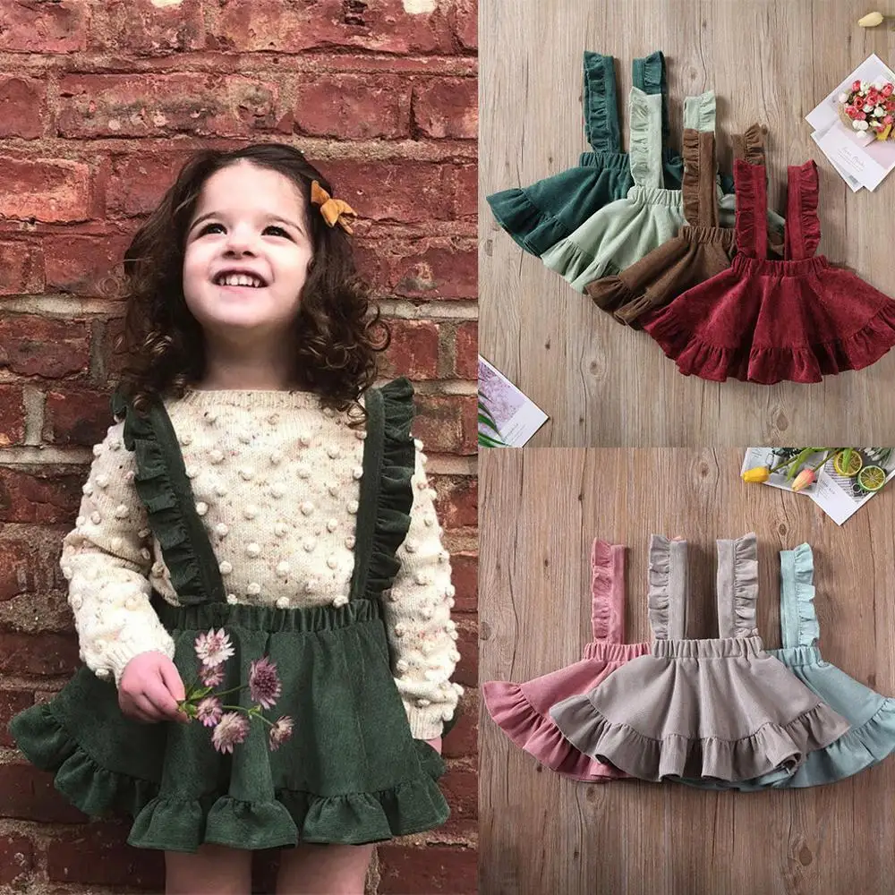 Детская одежда для маленьких девочек с рюшами юбка на подтяжках комбинезоны