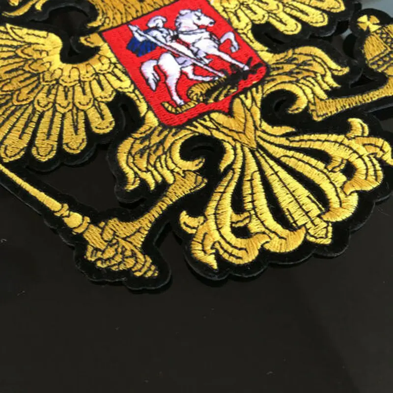 18 см золотая корона Орел Высококачественная нашивка 3D вышивка аппликация Утюг на