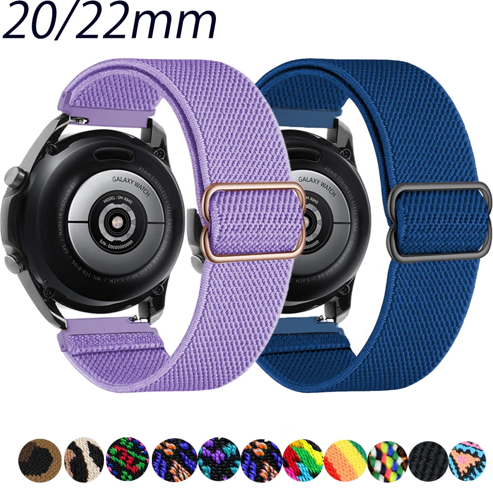 

Ремешок 20 мм для Samsung Galaxy Watch 4 Classic 46 мм 42 мм, регулируемый эластичный нейлоновый браслет, 22 мм