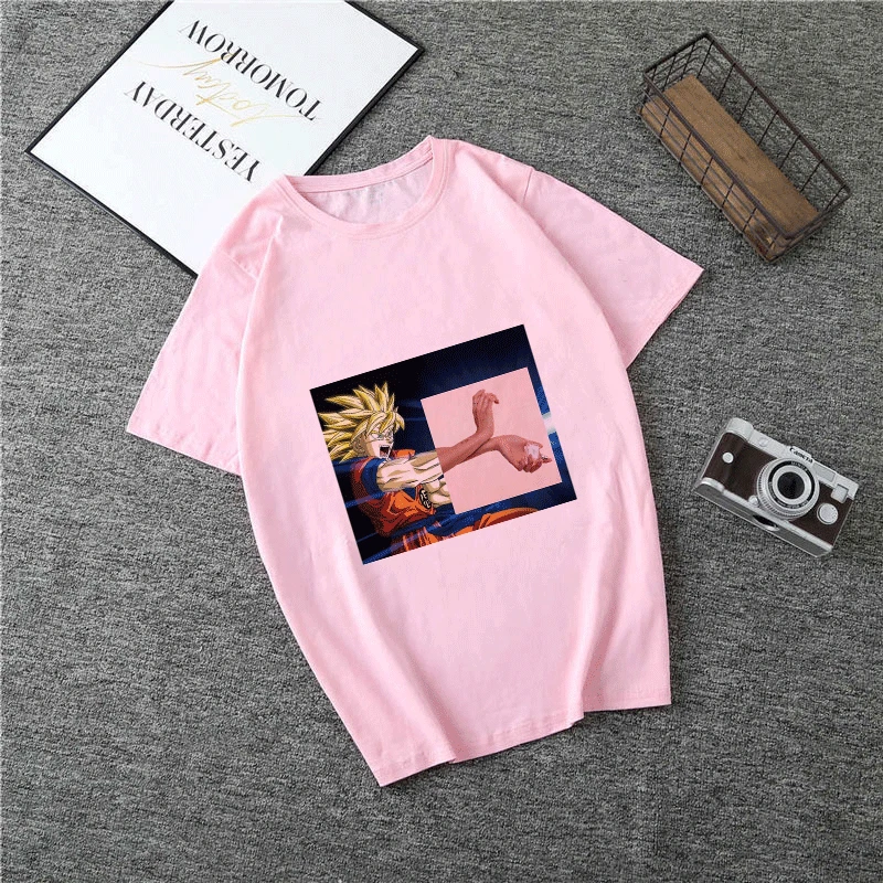 2474-pink Летняя Новинка года; футболка принцессы в стиле Харадзюку; футболка в стиле панк с круглым вырезом и эстетическим принтом; Повседневная Уличная одежда с короткими рукавами; женский топ - Цвет: 2474-pink