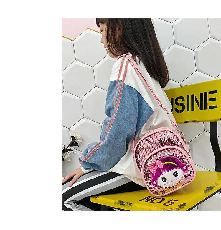 "Кроссбоди-сумки Bow 2019 для детей в стиле мультфильмов, модные сумки на плечо для малышей с блестками, девичий мессенджер-сумочка-тот"