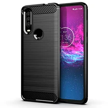 for Motorola One Action Case Shockproof Brushed Carbon Fiber Soft Bumper Case Cover for Moto One / One Vision / One Power Shell