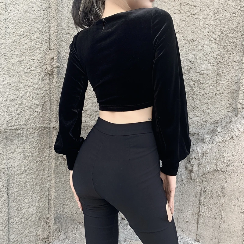 NsGoth Готический бандажный черный топ Готическая Эстетическая Сексуальная