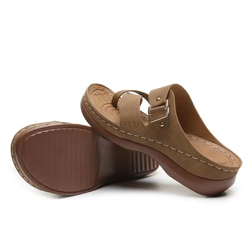 

Тапочки женские в римском стиле, летняя нескользящая обувь для дома, удобные танкетки, Ytmtloy