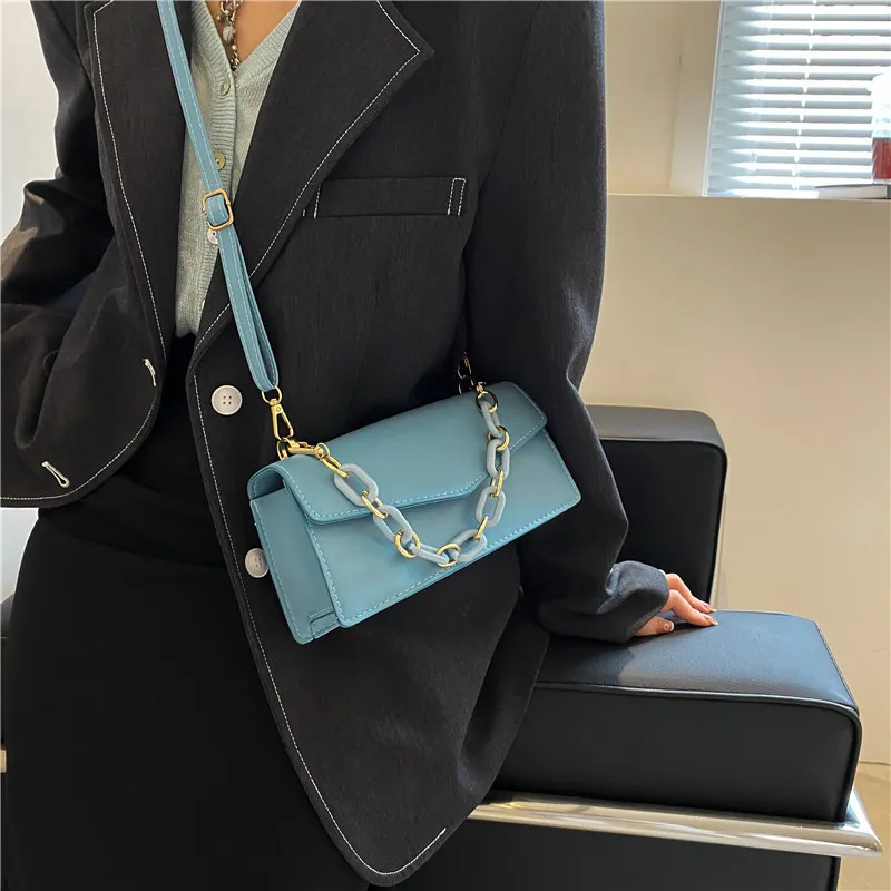 

Fashion Chain Shoulder Crossbody Bag Women Top Handle Bag PU Leather High Quailty Luxury Solid Women's Handbag Sac A Main Femme