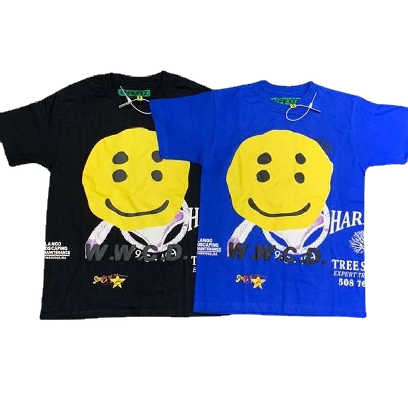 

22SS Foaming Smiley Face Pattern Print CPFM.XYZ T Shirt Men Women EU Size 100% Cotton CPFM Top Tees Fashion Summer Haikyuu