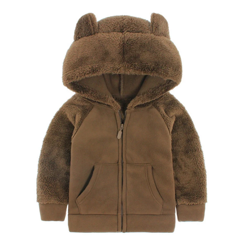 

Autumn Winter for Children Boys' Fur Soft Fleece Hoody Girls Hooded Jacket Outerwear Coat Clothing with Cartoon Bear Ears