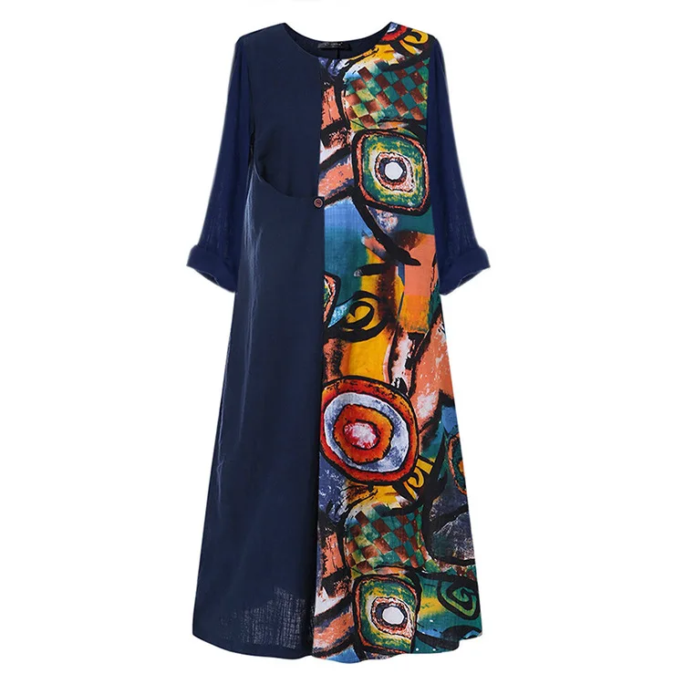 

French Print Eid Turkey Muslim Dress Women Kaftan Jubah Long Robe Abaya Hijab Vestidos Pocket Islamic Clothing Arabic Mulsuman